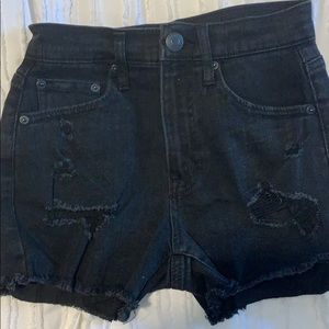 Black denim shorts